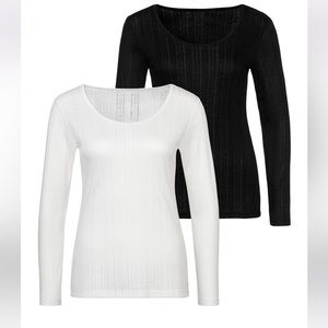 2 Pk Textured Long Sleeve Tops